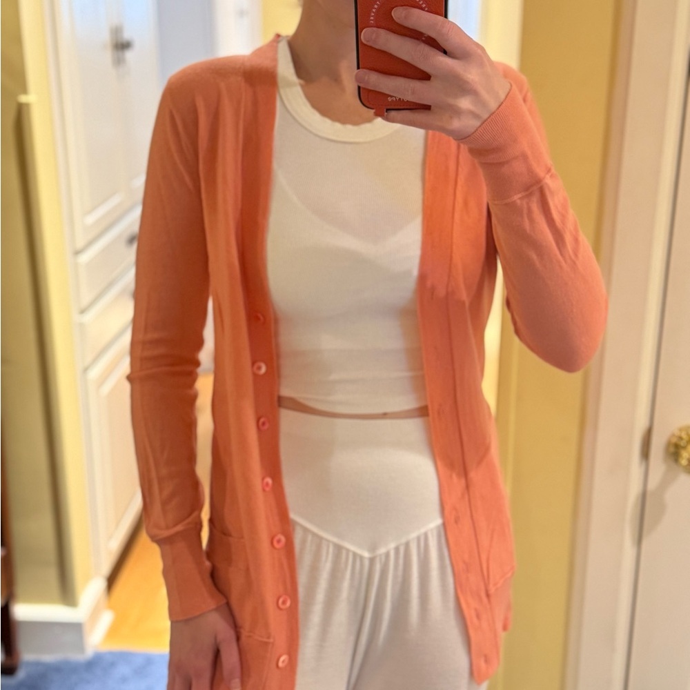 J. Crew 100% Merino Wool- Peach Button-Up Cardigan